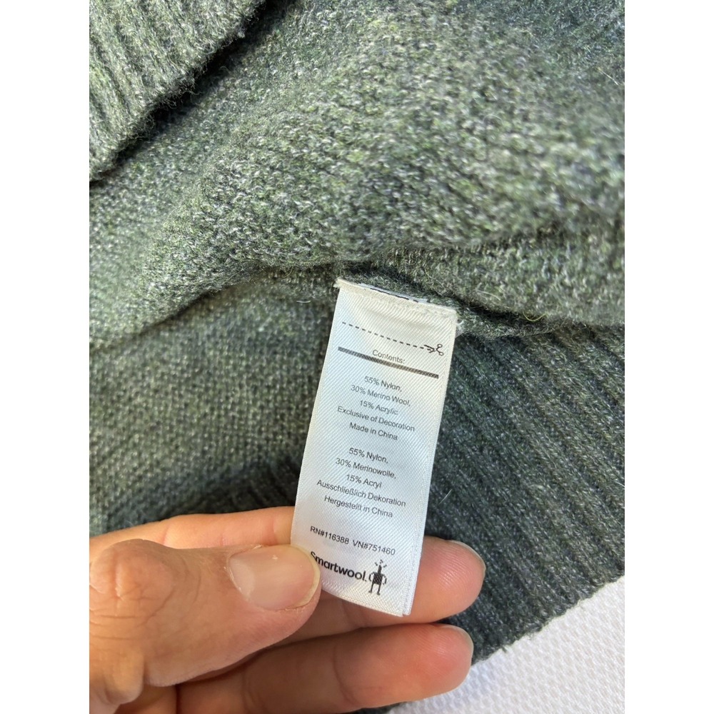 Smartwool Merino Wool Blend Knit Sweater L Olive Green Pullover Mens Heathered - Picture 4 of 7